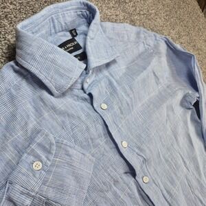 Spier & Mackay Handmade Linen Dress Shirt Mens 15.5 32 Blue Slim Fit